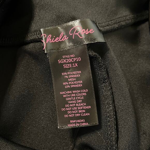 Shelia Rose Mesh Cut Out Leggings in Black Size 1X - Picture 5 of 5